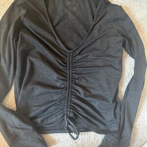 Gapfit long sleeve cinch crop top charcoal size small